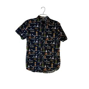 Denim & Flower Men's Christmas Video‎ Game Button Down Shirt small
